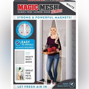 MAGIC MESH NIB DELUXE MAGNETIC STRONG DURABLE HAND-FREE WHITE SCREEN DOOR